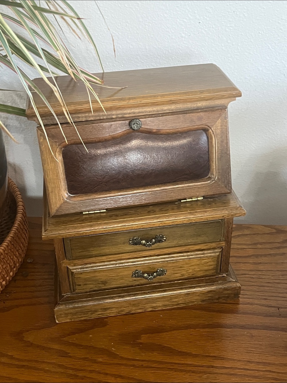 Vintage wooden secretary, desk, jewelry box